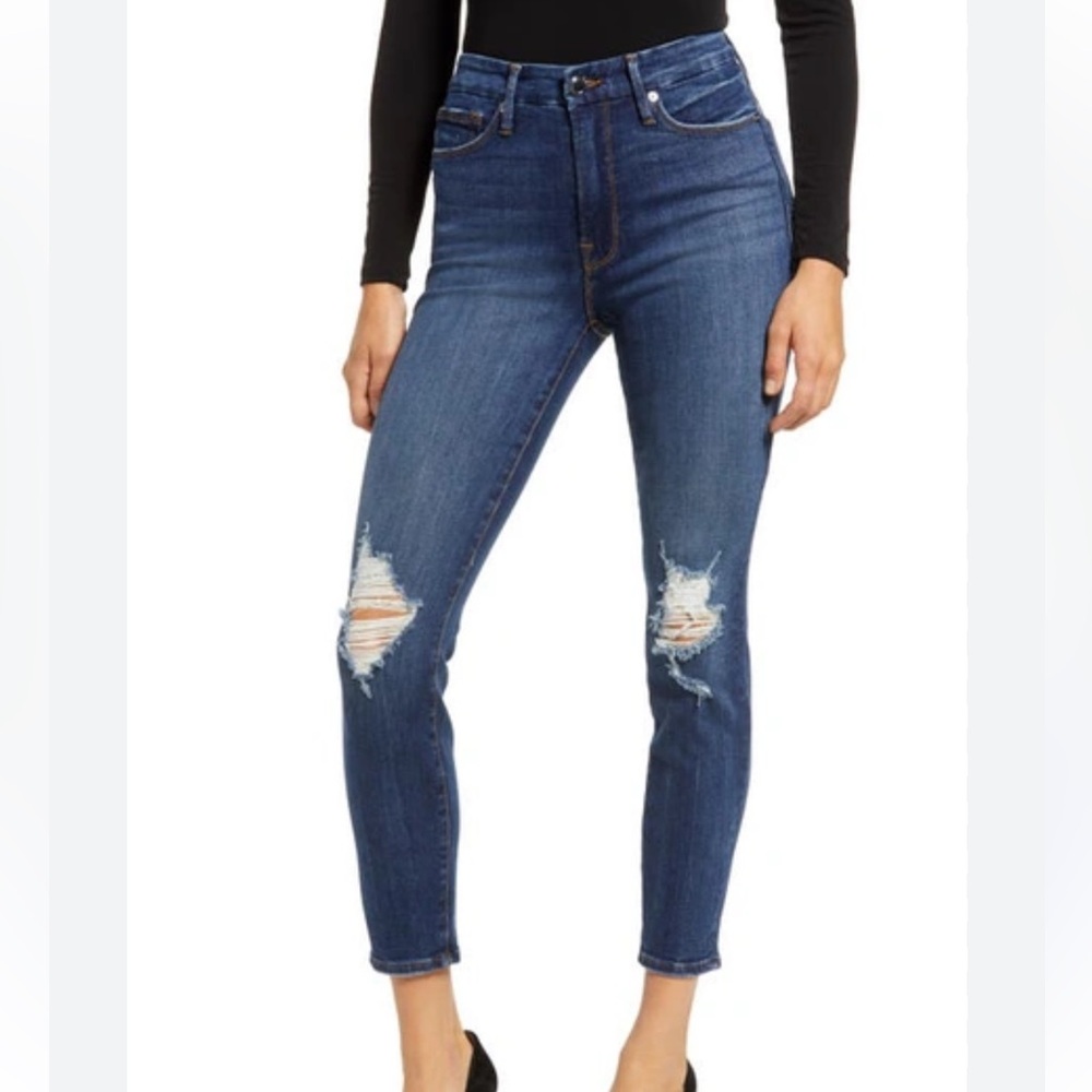 Good American Good Legs Crop Distressed Skinny Jeans